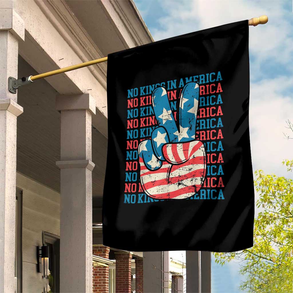 No Kings In America Garden Flag USA Flag Peace Sign Hand 4th of July Patriotic - Wonder Print Shop