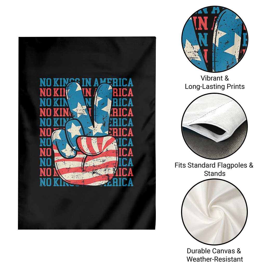 No Kings In America Garden Flag USA Flag Peace Sign Hand 4th of July Patriotic - Wonder Print Shop