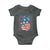 No Kings In America Baby Onesie USA Flag Peace Sign Hand 4th of July Patriotic - Wonder Print Shop