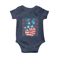 No Kings In America Baby Onesie USA Flag Peace Sign Hand 4th of July Patriotic - Wonder Print Shop