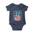 No Kings In America Baby Onesie USA Flag Peace Sign Hand 4th of July Patriotic - Wonder Print Shop