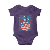 No Kings In America Baby Onesie USA Flag Peace Sign Hand 4th of July Patriotic - Wonder Print Shop