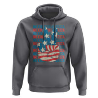 No Kings In America Hoodie USA Flag Peace Sign Hand 4th of July Patriotic - Wonder Print Shop