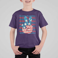 No Kings In America T Shirt For Kid USA Flag Peace Sign Hand 4th of July Patriotic - Wonder Print Shop