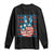 No Kings In America Long Sleeve Shirt USA Flag Peace Sign Hand 4th of July Patriotic - Wonder Print Shop