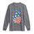 No Kings In America Long Sleeve Shirt USA Flag Peace Sign Hand 4th of July Patriotic - Wonder Print Shop