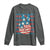 No Kings In America Long Sleeve Shirt USA Flag Peace Sign Hand 4th of July Patriotic - Wonder Print Shop
