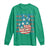 No Kings In America Long Sleeve Shirt USA Flag Peace Sign Hand 4th of July Patriotic - Wonder Print Shop