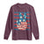 No Kings In America Long Sleeve Shirt USA Flag Peace Sign Hand 4th of July Patriotic - Wonder Print Shop
