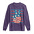 No Kings In America Long Sleeve Shirt USA Flag Peace Sign Hand 4th of July Patriotic - Wonder Print Shop