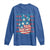 No Kings In America Long Sleeve Shirt USA Flag Peace Sign Hand 4th of July Patriotic - Wonder Print Shop