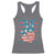 No Kings In America Racerback Tank Top USA Flag Peace Sign Hand 4th of July Patriotic - Wonder Print Shop