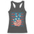 No Kings In America Racerback Tank Top USA Flag Peace Sign Hand 4th of July Patriotic - Wonder Print Shop