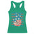 No Kings In America Racerback Tank Top USA Flag Peace Sign Hand 4th of July Patriotic - Wonder Print Shop