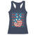 No Kings In America Racerback Tank Top USA Flag Peace Sign Hand 4th of July Patriotic - Wonder Print Shop
