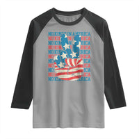 No Kings In America Raglan Shirt USA Flag Peace Sign Hand 4th of July Patriotic - Wonder Print Shop