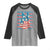 No Kings In America Raglan Shirt USA Flag Peace Sign Hand 4th of July Patriotic - Wonder Print Shop