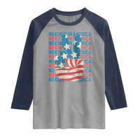 No Kings In America Raglan Shirt USA Flag Peace Sign Hand 4th of July Patriotic - Wonder Print Shop