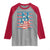 No Kings In America Raglan Shirt USA Flag Peace Sign Hand 4th of July Patriotic - Wonder Print Shop