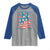No Kings In America Raglan Shirt USA Flag Peace Sign Hand 4th of July Patriotic - Wonder Print Shop