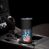 No Kings In America Skinny Tumbler USA Flag Peace Sign Hand 4th of July Patriotic - Wonder Print Shop
