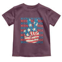 No Kings In America Toddler T Shirt USA Flag Peace Sign Hand 4th of July Patriotic - Wonder Print Shop