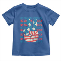 No Kings In America Toddler T Shirt USA Flag Peace Sign Hand 4th of July Patriotic - Wonder Print Shop