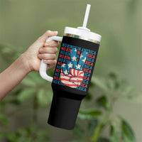 No Kings In America Tumbler With Handle USA Flag Peace Sign Hand 4th of July Patriotic - Wonder Print Shop