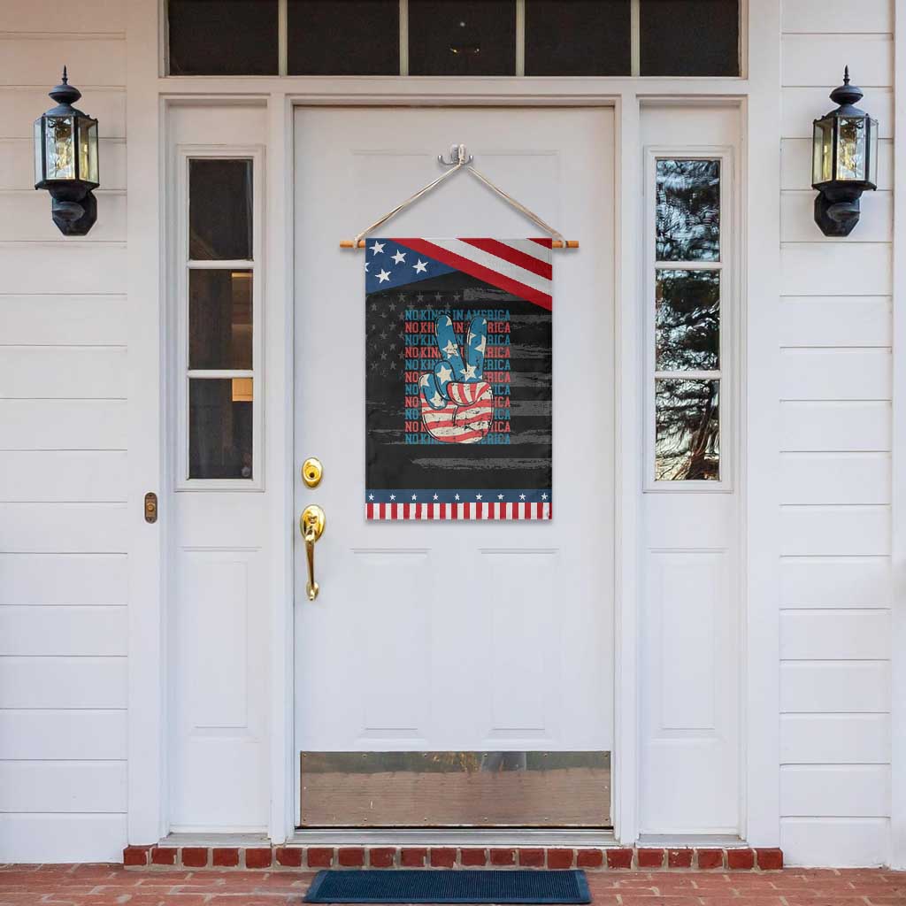No Kings In America Garden Flag USA Flag Peace Sign Hand 4th of July Patriotic