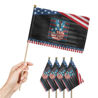 No Kings In America Patriotic Handheld Flag USA Flag Peace Sign Hand 4th of July