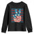 No Kings In America Youth Sweatshirt USA Flag Peace Sign Hand 4th of July Patriotic - Wonder Print Shop