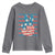 No Kings In America Youth Sweatshirt USA Flag Peace Sign Hand 4th of July Patriotic - Wonder Print Shop