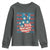 No Kings In America Youth Sweatshirt USA Flag Peace Sign Hand 4th of July Patriotic - Wonder Print Shop
