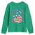 No Kings In America Youth Sweatshirt USA Flag Peace Sign Hand 4th of July Patriotic - Wonder Print Shop
