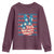 No Kings In America Youth Sweatshirt USA Flag Peace Sign Hand 4th of July Patriotic - Wonder Print Shop