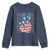 No Kings In America Youth Sweatshirt USA Flag Peace Sign Hand 4th of July Patriotic - Wonder Print Shop