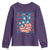 No Kings In America Youth Sweatshirt USA Flag Peace Sign Hand 4th of July Patriotic - Wonder Print Shop