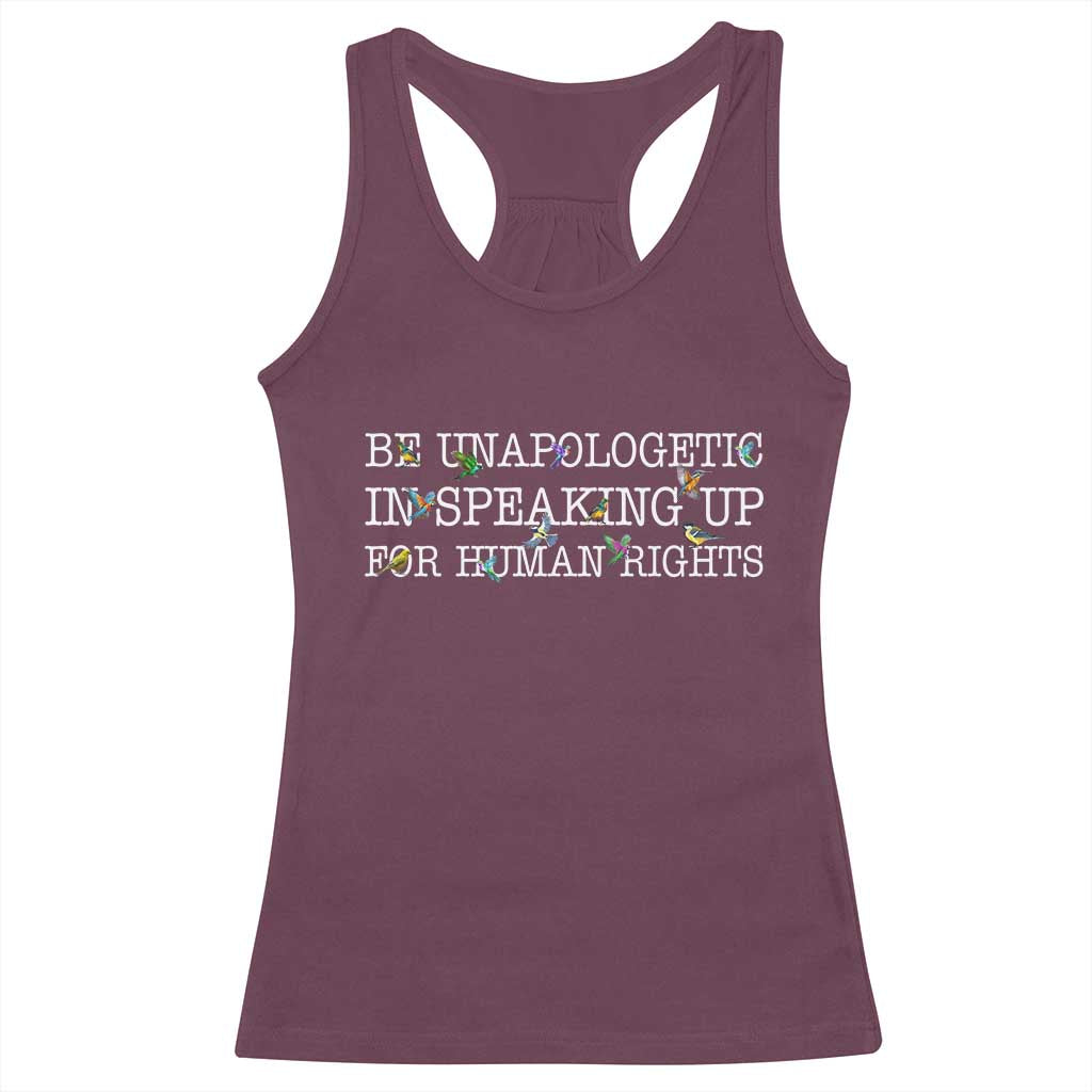 Unapologetic Speaking For Human Rights Racerback Tank Top Positive Message Protest Bird Diversity - Wonder Print Shop