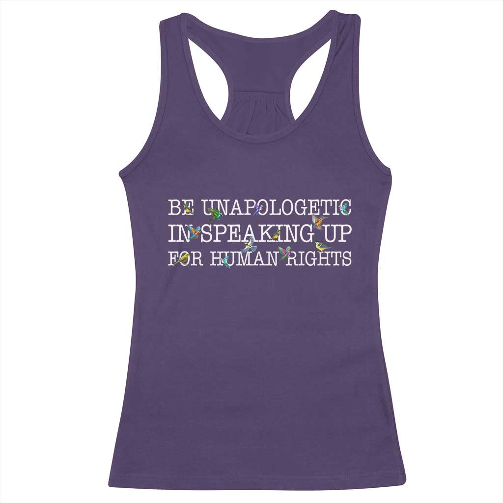 Unapologetic Speaking For Human Rights Racerback Tank Top Positive Message Protest Bird Diversity - Wonder Print Shop