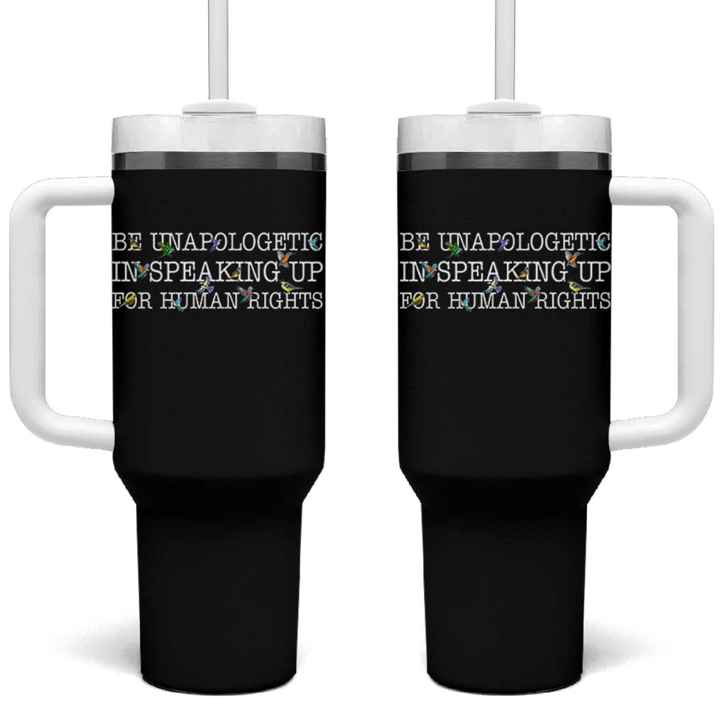 Unapologetic Speaking For Human Rights Tumbler With Handle Positive Message Protest Bird Diversity - Wonder Print Shop