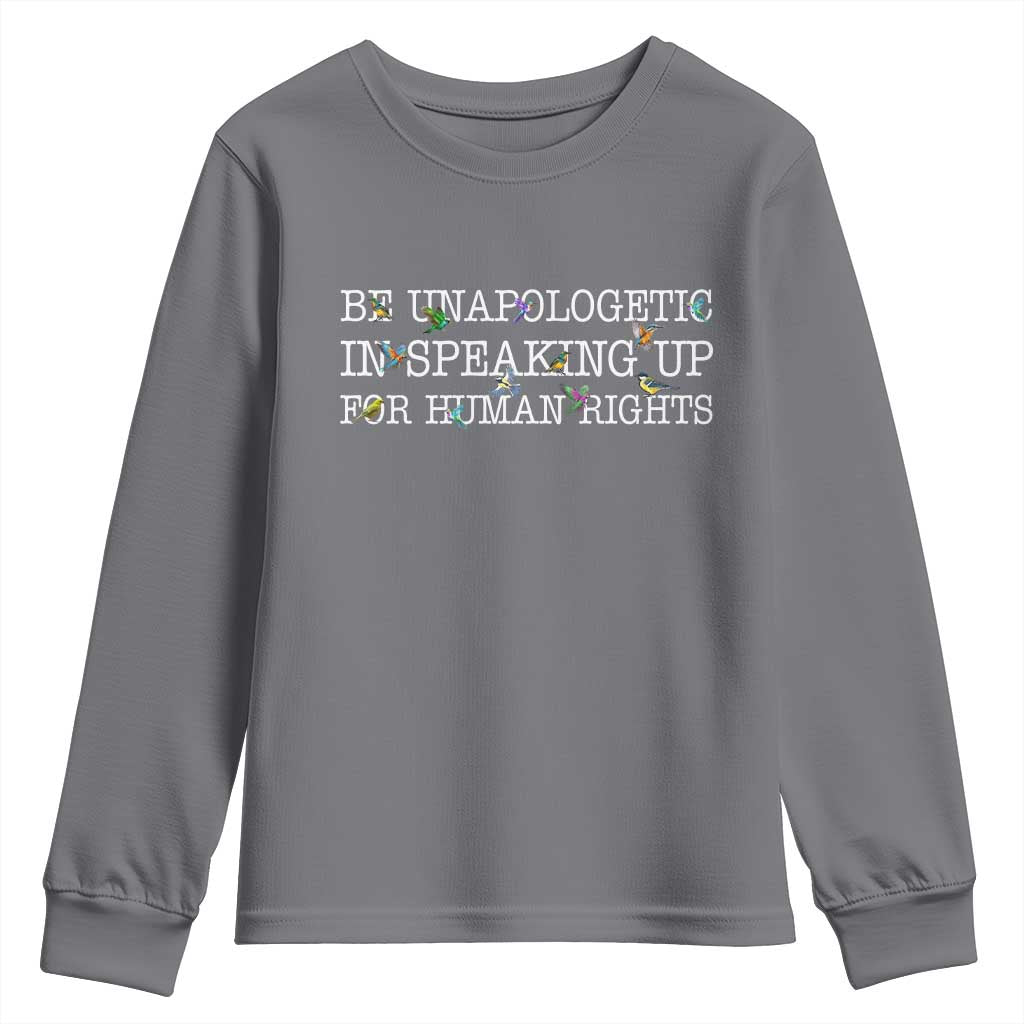 Unapologetic Speaking For Human Rights Youth Sweatshirt Positive Message Protest Bird Diversity - Wonder Print Shop