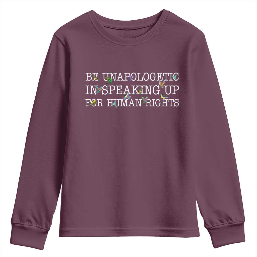 Unapologetic Speaking For Human Rights Youth Sweatshirt Positive Message Protest Bird Diversity - Wonder Print Shop