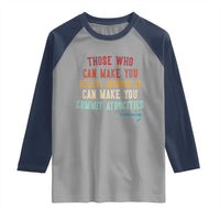 Voltaire Quote Raglan Shirt Protest Believe Absurdities Commit Atrocities Retro - Wonder Print Shop