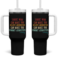 Voltaire Quote Tumbler With Handle Protest Believe Absurdities Commit Atrocities Retro - Wonder Print Shop