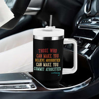 Voltaire Quote Tumbler With Handle Protest Believe Absurdities Commit Atrocities Retro - Wonder Print Shop