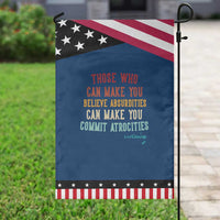 Voltaire Quote Garden Flag Protest Believe Absurdities Commit Atrocities Retro
