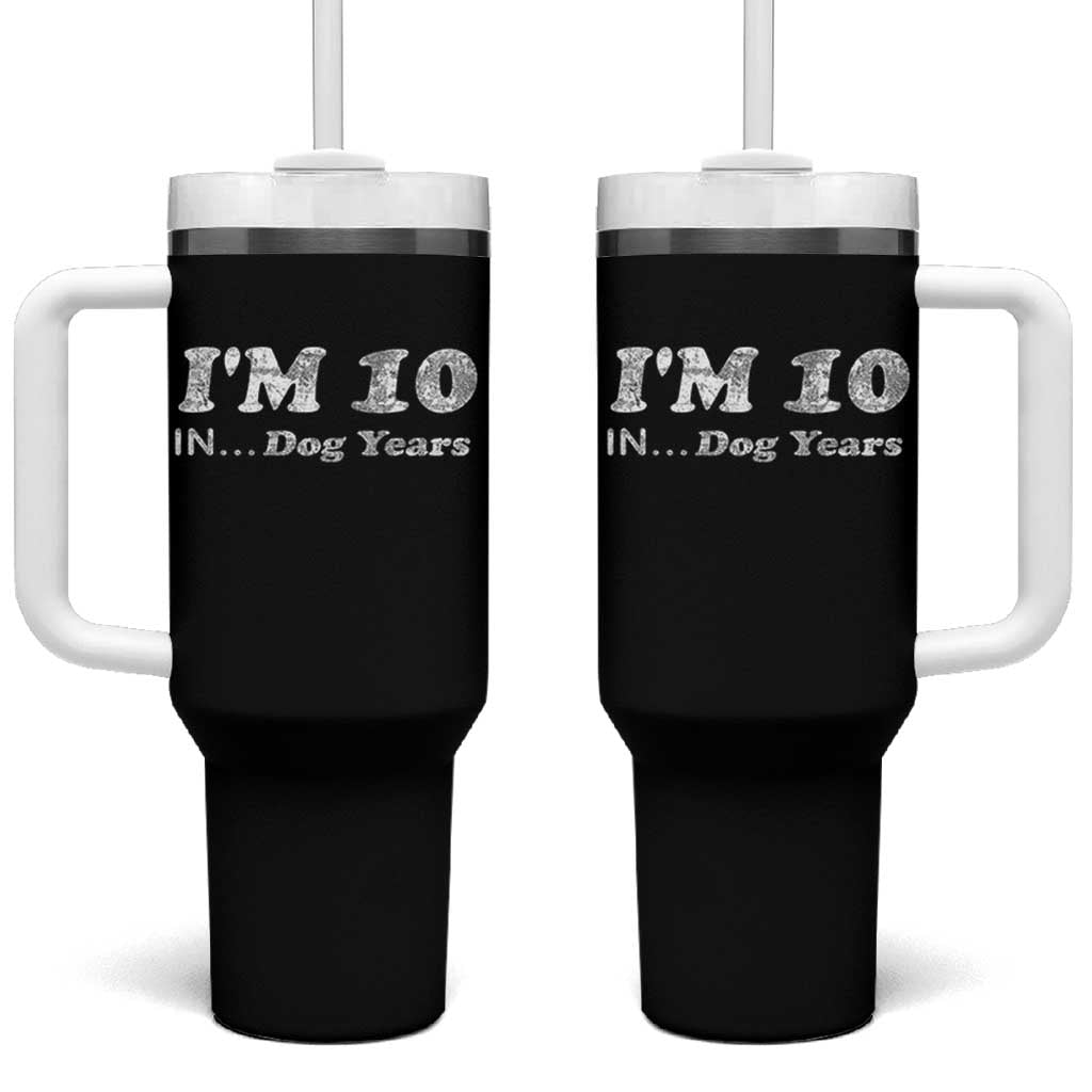 Funny 70th Birthday Gag Gift Tumbler With Handle Vintage I'm 10 In Dog Years Funny Turning 70 Year Old - Wonder Print Shop