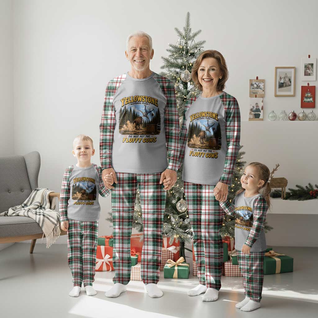 Yellowstone National Park Do Not Pet The Fluffy Cows Bison Plaid Pajama Set