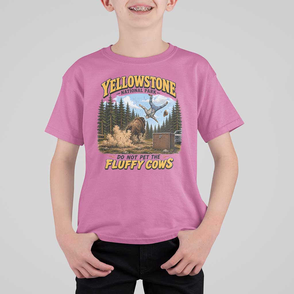 Yellowstone National Park Do Not Pet The Fluffy Cows Bison T Shirt For Kid