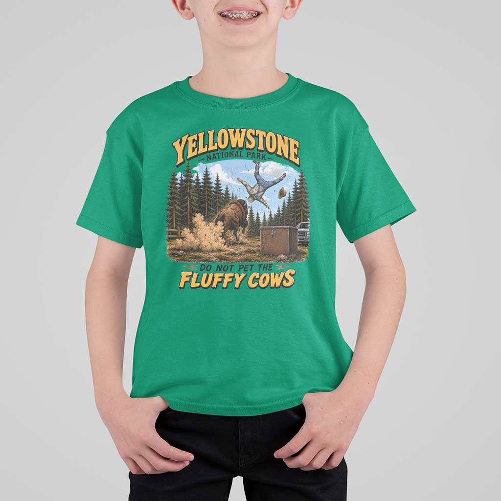 Yellowstone National Park Do Not Pet The Fluffy Cows Bison T Shirt For Kid
